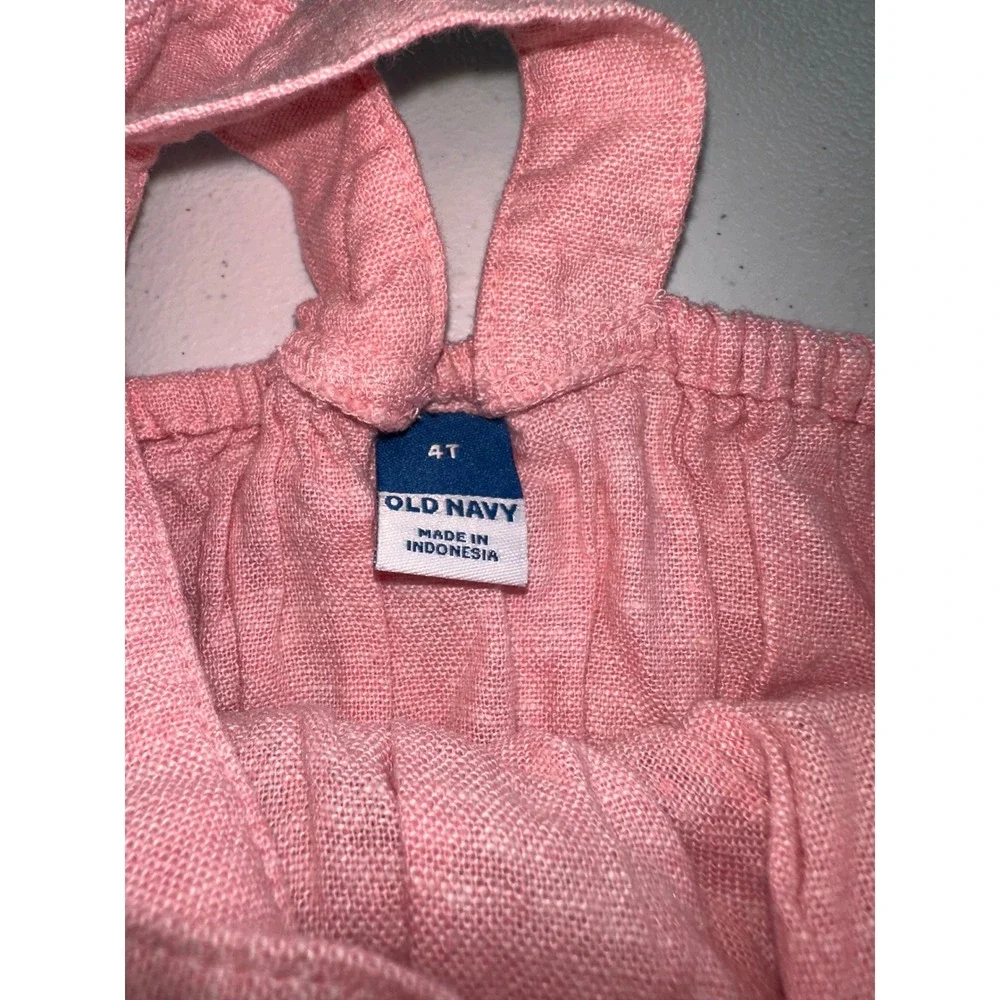 Old Navy Toddler Girls Pink Linen Blend Peplum Top and Shorts 2 Piece Set 4T NWT
